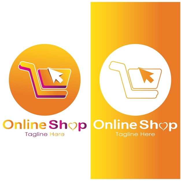 logotipo de comercio electrónico y diseño de logotipo de tienda en línea con un concepto moderno