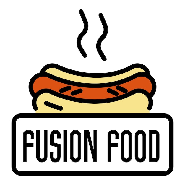 Logotipo de comida caliente de fusión Contorno de logotipo de vector de comida caliente de fusión color plano aislado