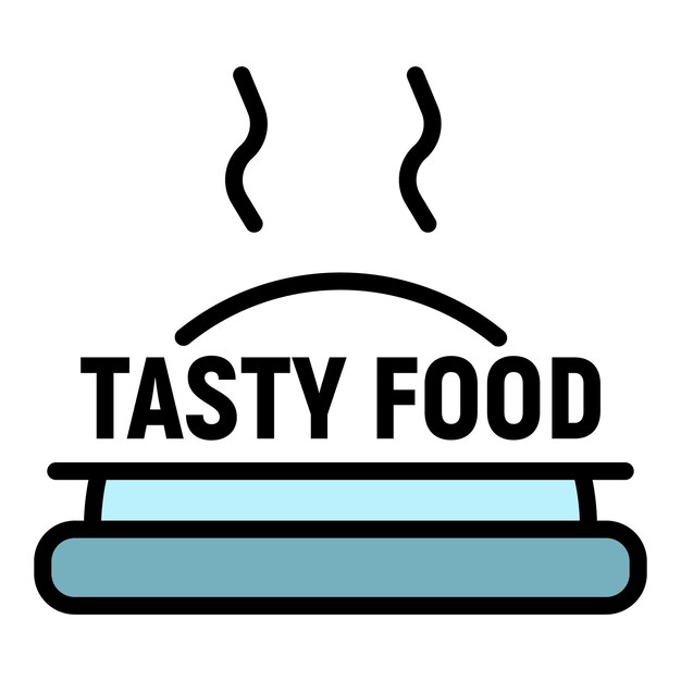 Logotipo de comida caliente sabrosa Esquema del logotipo de vector de comida caliente sabrosa color plano aislado