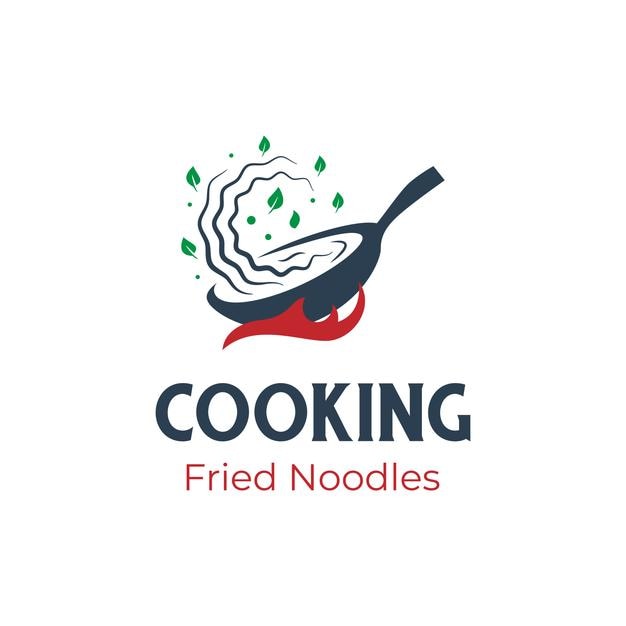 Logotipo de comida de cocina con elemento de vector de pan chef cocinar fideos fritos logo icono elementos de diseño