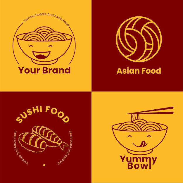 logotipo de comida de fideos y sushi