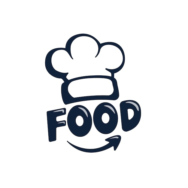 Logotipo de comida con la ilustración de vector de sombrero de chef. adecuado para restaurante o tienda de alimentos