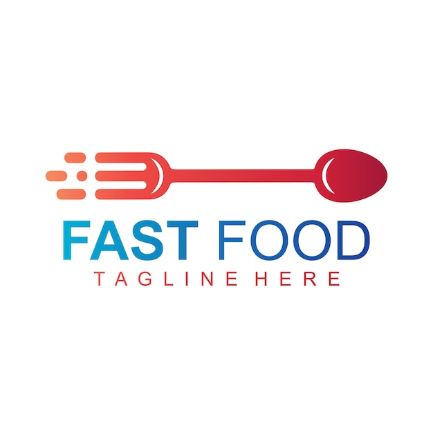 Logotipo de comida rápida, logotipo de vector de signo de comida Go, logotipo de flecha de cubiertos