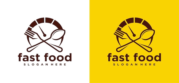 Logotipo de comida rápida para restaurante y restaurante, diseño de logotipo de chef de comida, diseño vectorial