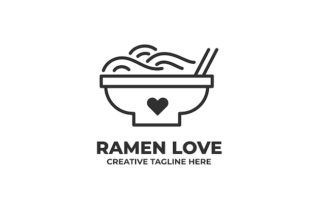 Vector logotipo de comida de restaurante japonés ramen love