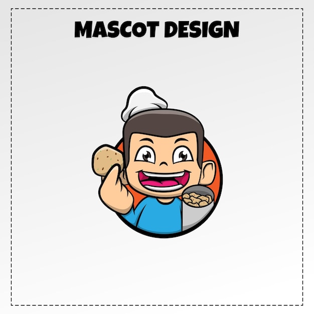 Logotipo de comida tradicional de Indonesia Diseño de vector de ilustración de mascota de Rempeyek