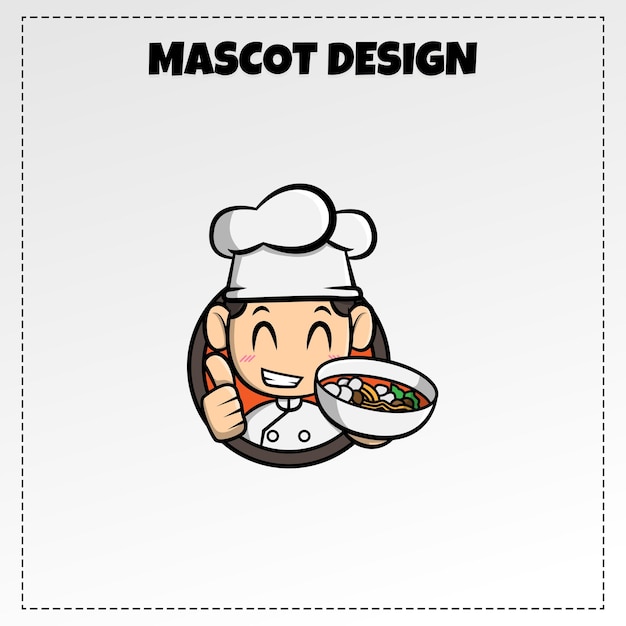 Logotipo de comida tradicional de indonesia diseño vectorial de ilustración de mascota seblak