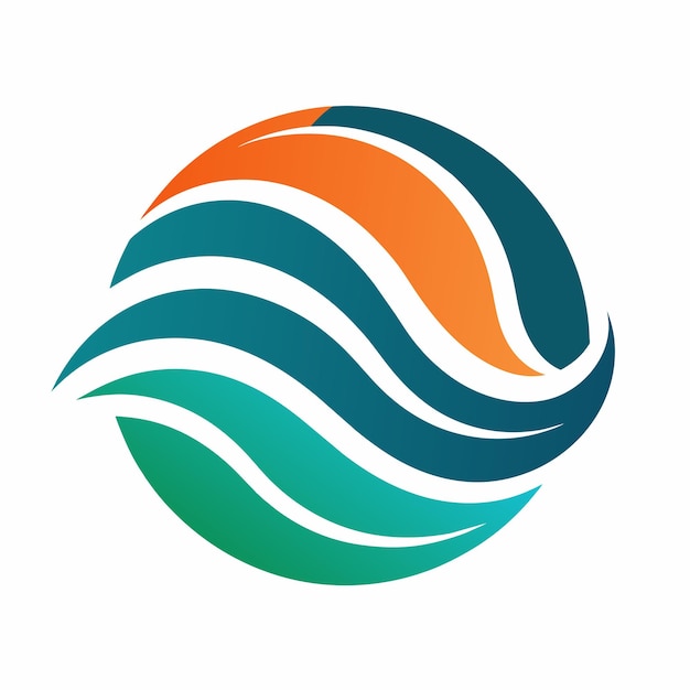 Logotipo de una compañía de agua con un patrón de onda abstracto que simboliza la energía renovable