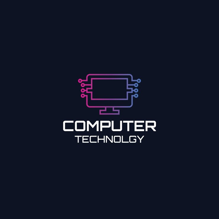 Vector un logotipo para una compañía de computadoras que dice tecnología tecnología
