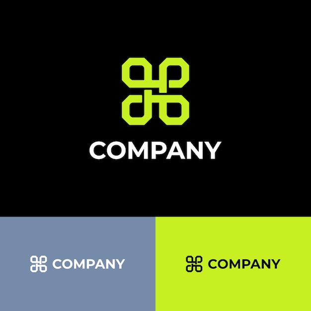 El logotipo de la Compañía Geométrica Moderna en fondo negro