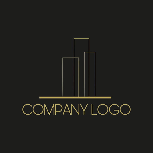 Logotipo de la compañía de oro minimalista con rascacielos