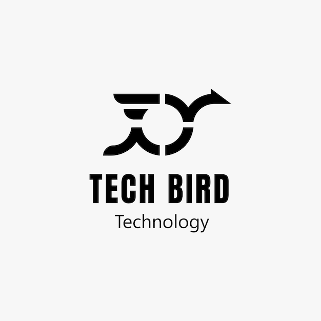 Logotipo de la compañía de tecnología con ilustración abstracta de pájaros