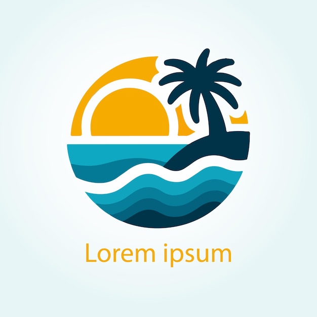 un logotipo para un complejo turístico de playa con una palmera y una palmera