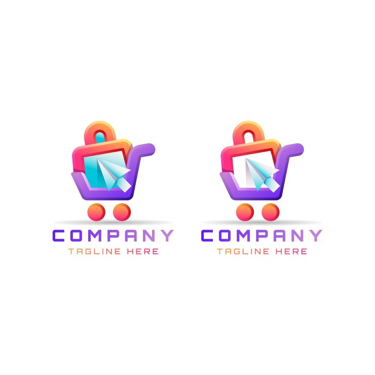 Vector logotipo de compras en línea y carrito de compras
