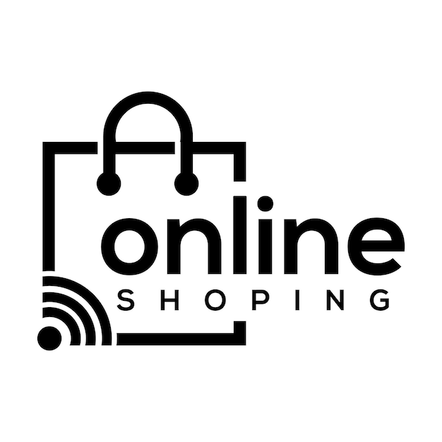 un logotipo para compras en línea se muestra en un fondo blanco