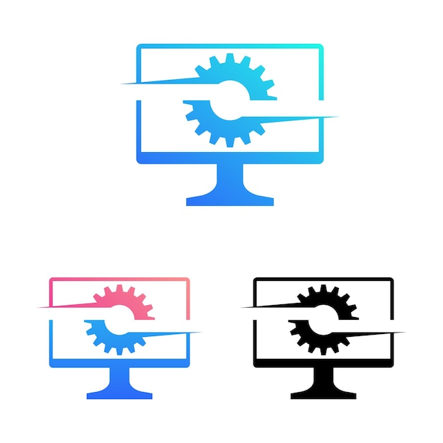 logotipo de la computadora Diseño de íconos vectoriales Ilustración plantilla