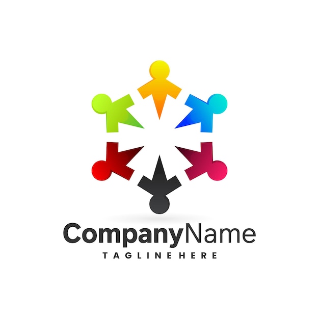 logotipo de la comunidad infantil geométrica en estilo colorido