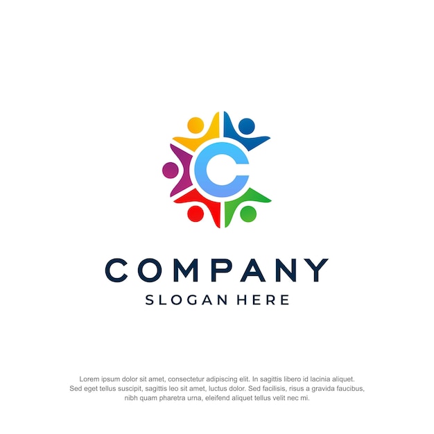 logotipo de la comunidad inicial c premium vector