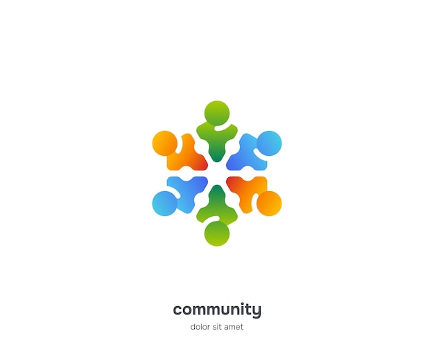 Logotipo de la comunidad de personas coloridas abstractas