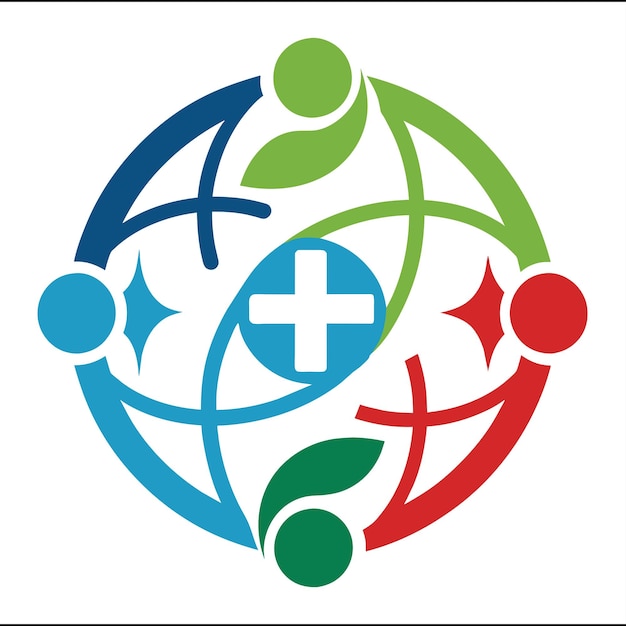 Un logotipo comunitario simple y elegante aislado sobre un fondo blanco