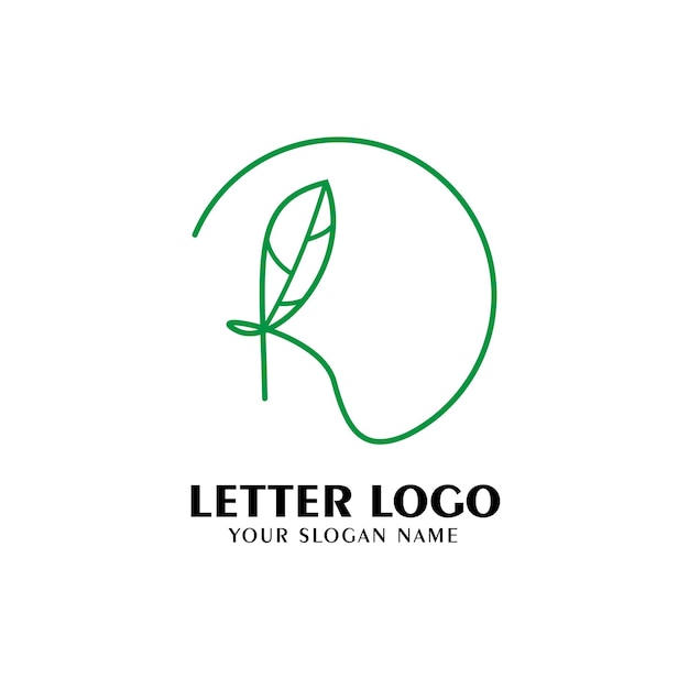 Logotipo con concepto de hoja de letra r