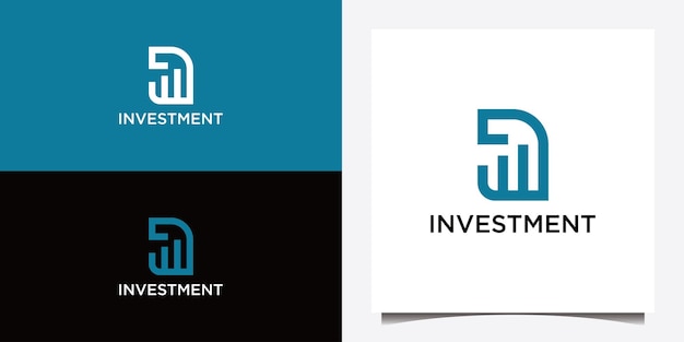 Un logotipo con un concepto de inversión y gráficos de cartas para la identidad de la marca