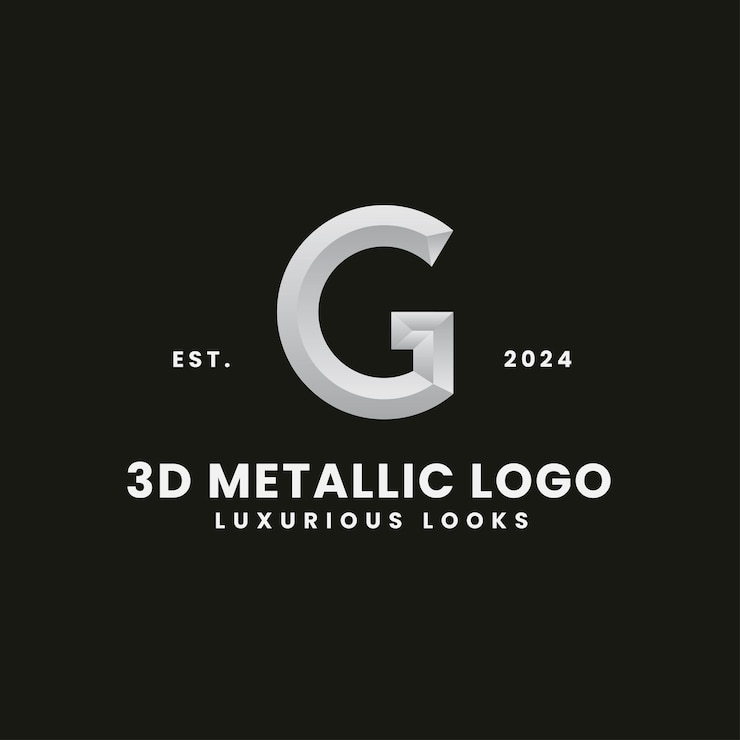 Vector logotipo de concepto monocromo 3d de letra g marca real y clásica