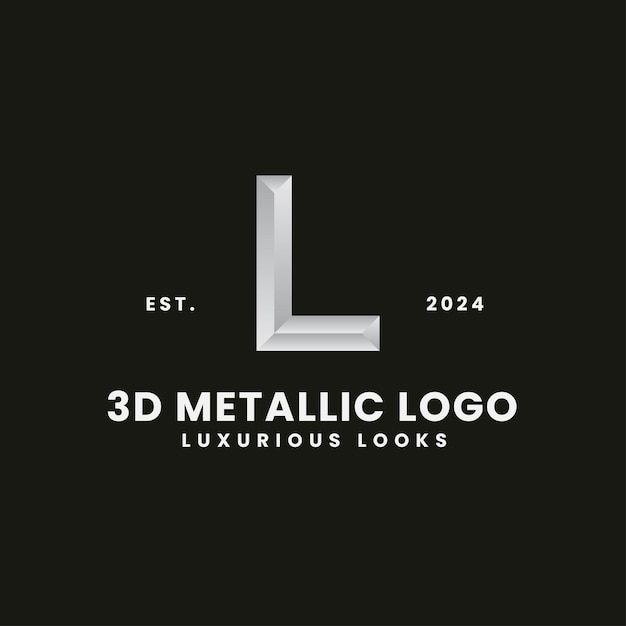 Logotipo de concepto monocromo 3d de letra l marca real y clásica