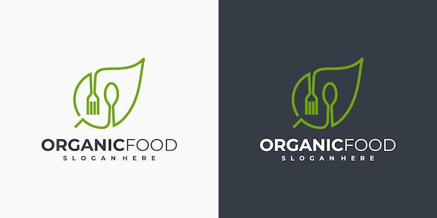 Logotipo de concepto de naturaleza de hoja de comida vegana orgánica