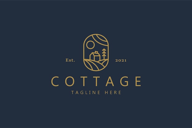 Logotipo de concepto simple de cabaña. Ilustración Naturaleza Insignia Identidad De Marca.