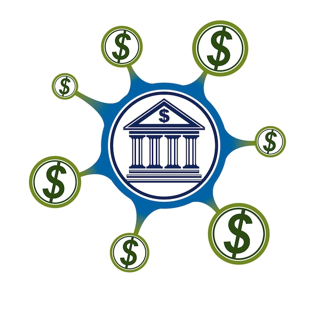 Logotipo conceptual bancario, símbolo vectorial único. Sistema bancario. El Sistema Financiero Mundial. Circulación de Dinero.