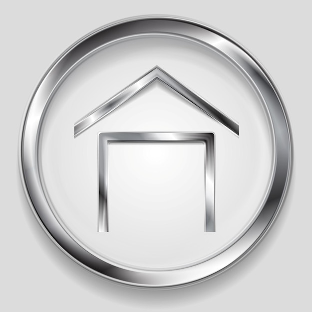 Logotipo conceptual del símbolo de la casa metálica