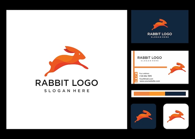 Logotipo de conejo e icono de tarjeta de visita