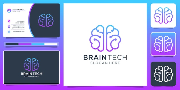 Logotipo de conexión cerebral y tarjeta de visita.