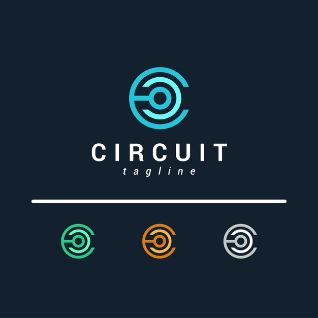 Logotipo de conexión de circuito de letra C
