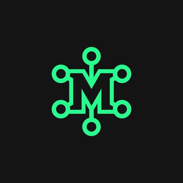 logotipo de conexión de enlace de red de letra M