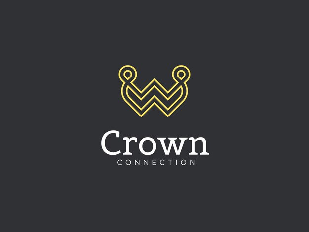 logotipo de conexión humana de la corona de la letra W