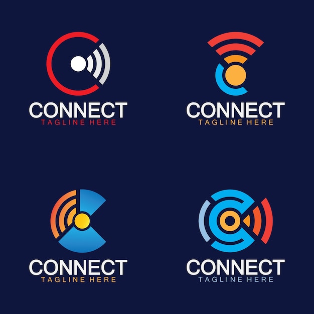 Logotipo de conexión de la letra c con ilustración vectorial del diseño de la señal