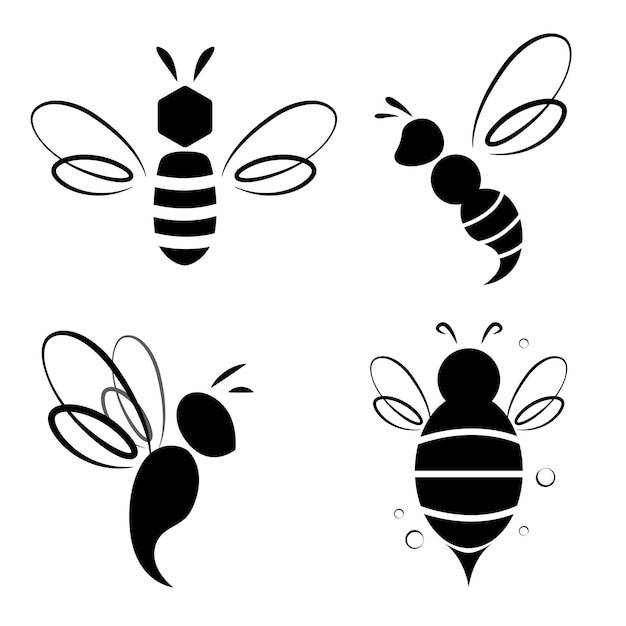 Logotipo conjunto abeja vector negro