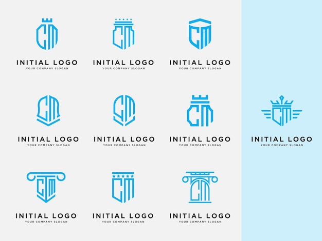 Vector logotipo conjunto inicial de diseño gráfico moderno de cm. diseño de logotipo inspirador para todas las empresas. -vectores