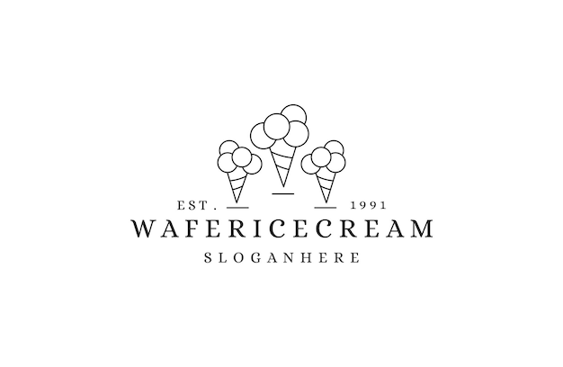 Logotipo de cono de helado de oblea logotipo de heladería sofisticado moderno