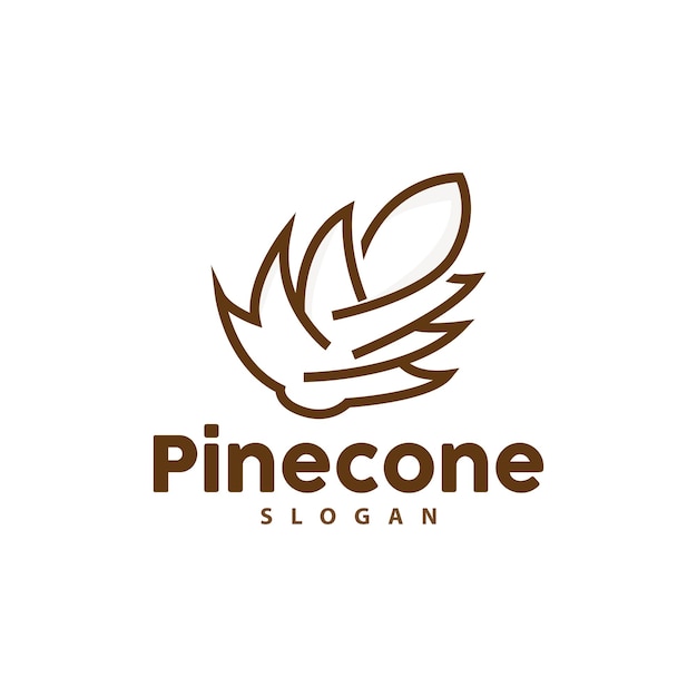 Logotipo de cono de pino diseño simple de pino de lujo elegante icono de bellota de árbol ilustración de marca de producto vectorial