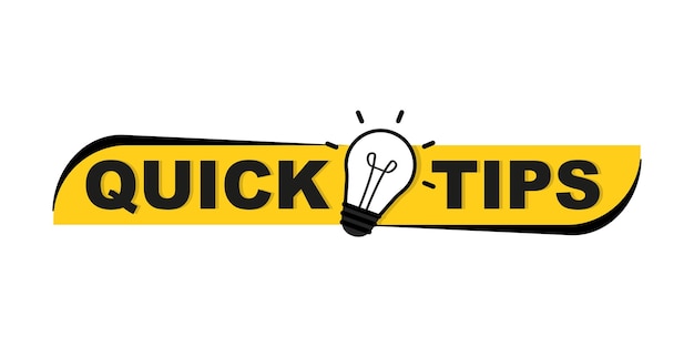 Logotipo de consejos rápidos con bombilla Consejos rápidos trucos útiles sugerencia de información sobre herramientas para el sitio web Icono de nota de consejos de consejos principales Icono vectorial de consejos de solución Solución de idea útil y truco