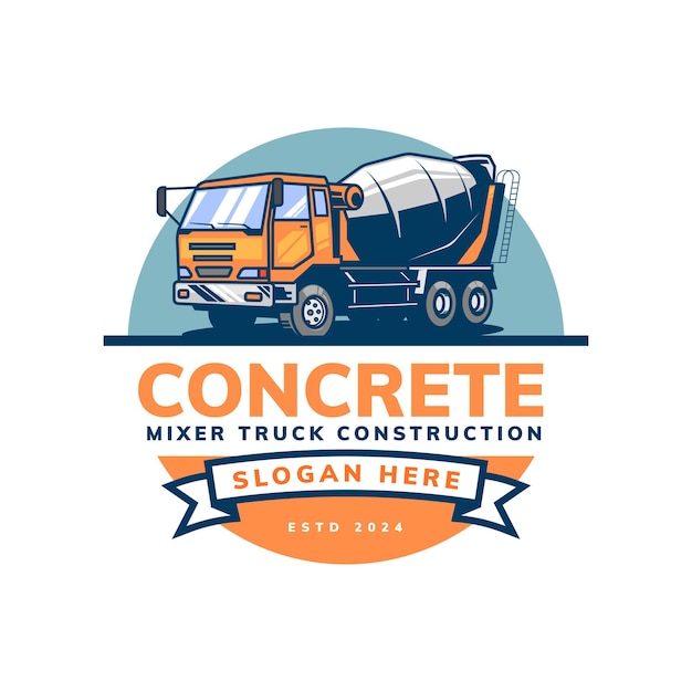 Logotipo de construcción del camión mezclador de hormigón