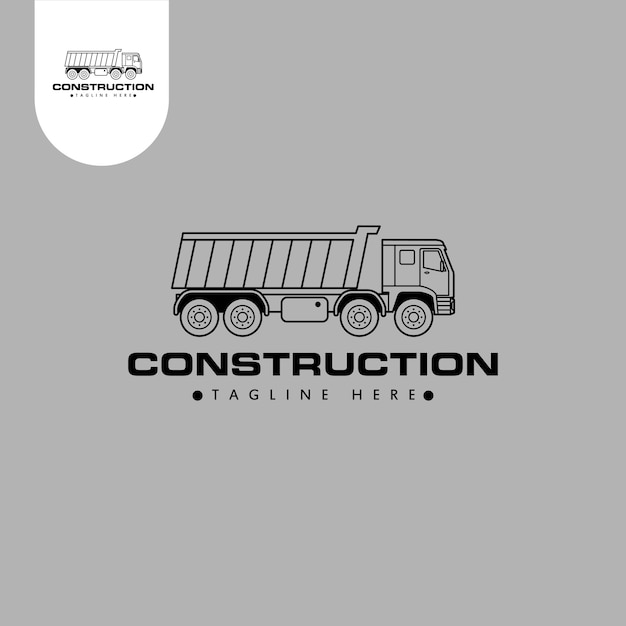 Logotipo de construcción de camión volquete