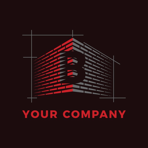 Logotipo de construcción de capa de ladrillo