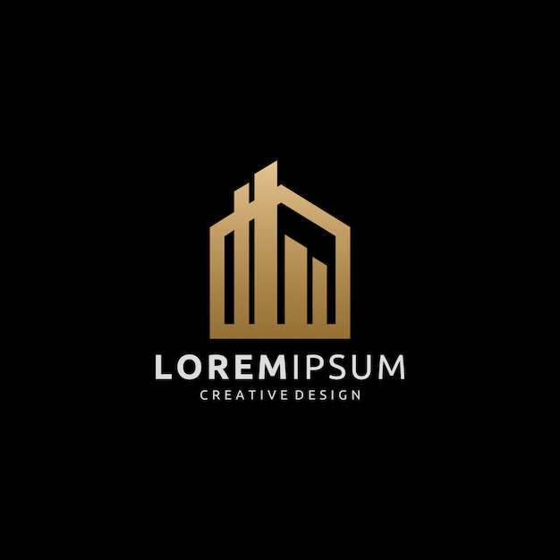 Logotipo de construcción dorada