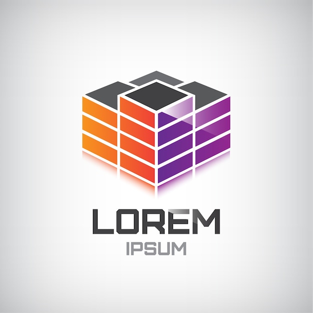 logotipo de construcción de edificios aislado en gris