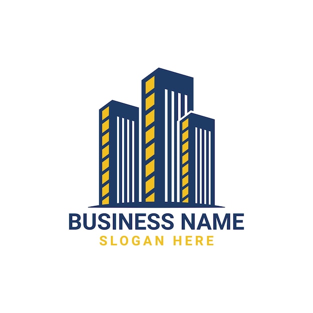 logotipo de construcción de edificios en negrita