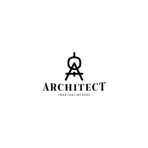 Logotipo para la construcción de edificios con un símbolo de término de arquitecto